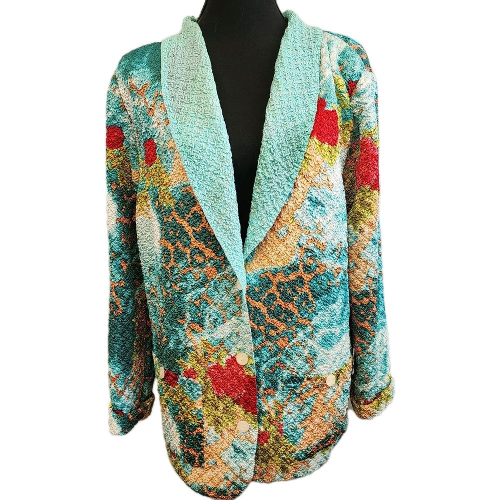 Tania Nardi Jacket S Textured Crinkle Art to Wear Abstract Maximalist Suit Shirt